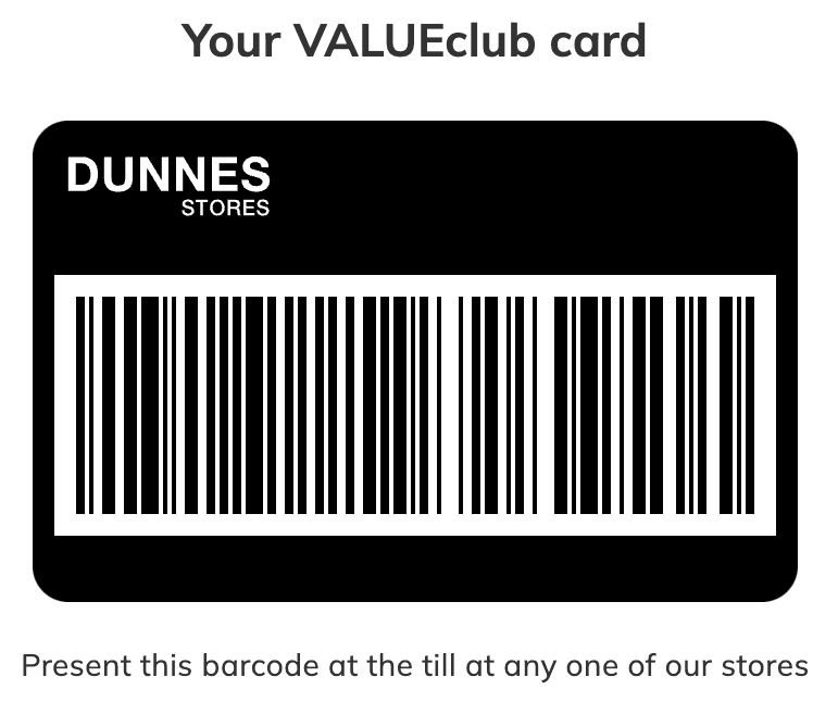 Dunnes Stores Value Card Ireland barcode