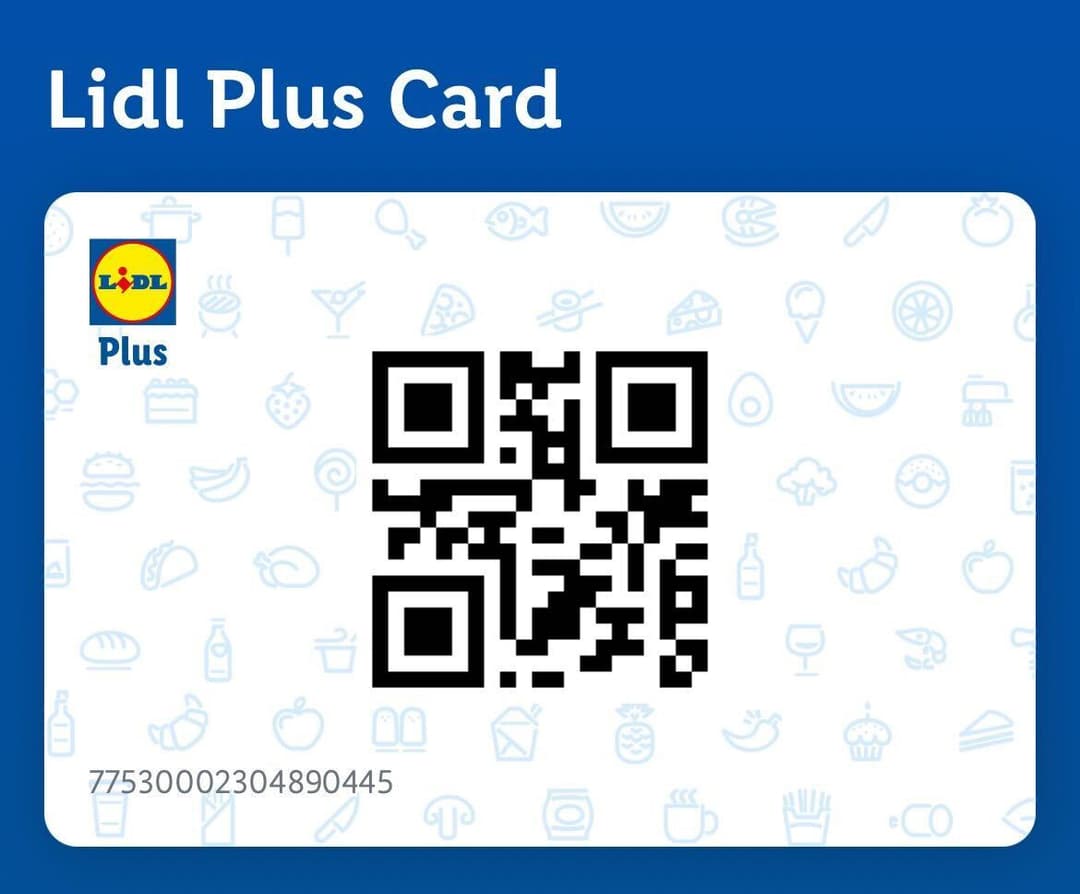 Lidl plus card ireland barcode